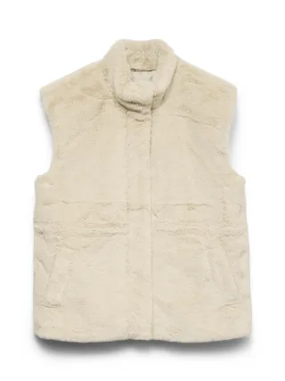 VERO MODA - VMSONJAPOPPY FAUX FUR WAISTCOAT GA BOO Oatmeal - Gr. - XS