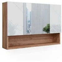 Vicco Badezimmerspiegelschrank Irma, Eiche/Weiß Hochglanz, 80.1 x 55 cm (1-St)