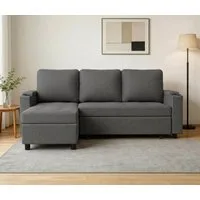 HOMALL Sofa Bequemes Eck-Schlafsofa, mit Schlaffunktion und Bettkasten,Becherhaltern