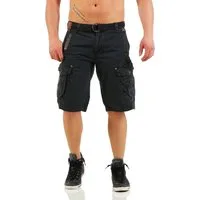 Geographical Norway Cargoshorts Herren Shorts G-PERLE (mit abnehmbarem Gürtel) in Unifarbe, Camouflage