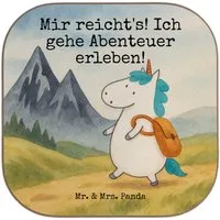 Mr. & Mrs. Panda Getränkeuntersetzer Einhorn Bergsteiger Design, Untersetzer für Gläser, Weiß, Tassenunter, Packung, Flaschenuntersetzer Einhörner garten untersetzer