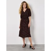 Apricot Midikleid Florales Midikleid mit Smokdetails