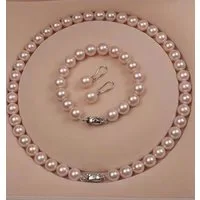 ROUGEMONT Perlenketten-Set Damen Perlenkette Halskette +Ohrringe + Armband 925 Sterling Silber