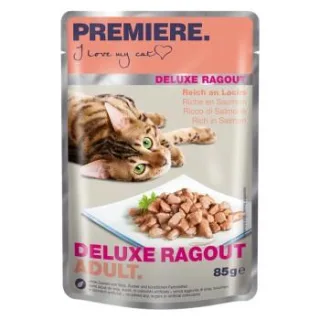 PREMIERE Deluxe Ragout Nassfutter Katze Adult Reich an Lachs 44x85 g