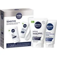 Nivea Men Gesichtspflege-Set Sensitive Gesichtspflege Set Waschgel 100 ml + Gesichtscreme 50 ml Set, 2-tlg., 5-facher Schutzeffekt vor Hautirritationen
