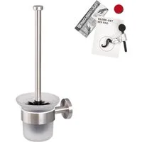 bremermann WC-Reinigungsbürste Bad-Serie PIAZZA - inkl. Klebeset aus Glas & Edelstahl, matt