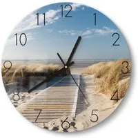 DEQORI Wanduhr 'Strandaufgang am Meer' (Glas Glasuhr modern Wand Uhr Design Küchenuhr)