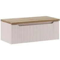 Lomadox Waschbeckenschrank NEWPORT-56-CASHMERE 80 cm breit in kaschmir & Eiche, gerillte Front, geringe Tiefe