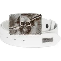 Cipo & Baxx Ledergürtel Herren Gürtel BA-CG170 (1-St) Schnalle mit Schädel-Motiv und Metall Patch