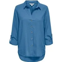ONLY Hemdbluse ONLGOA 3/4 STRAP LINEN BL SHIRT CC PNT mit Leinen, umschlagbare Manschetten