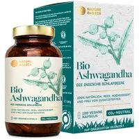 Nature Basics Hochwertiges Bio Ashwagandha Vegan im Braunglas 180 Kapseln, 180 St., 130 g