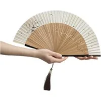 Bwecuy Handfächer Faltbare Fächer, Bambusfächer mit Quaste für Geburtstagsgeschenke, Tanzen, Cosplay, Hochzeit, Party, Requisiten-Dekoration