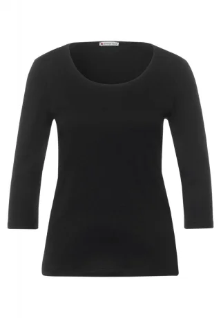 Street One - Shirt in Unifarbe schwarz - Gr. - 42