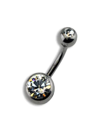 Zeeme Body Jewelry Piercing Titan silberfarben Kristall weiß 8mm