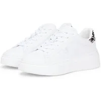 Tommy Hilfiger ANIMAL PRINT PLATFORM SNEAKER Plateausneaker, Schnürer, Halbschuh, Freizeitschuh, gepunkteter Braun-Beiger-Besatz
