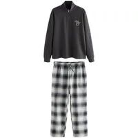 Next Pyjama Schlafanzug mit Viertel-Reißverschluss + Stickerei (2 tlg)