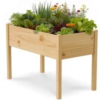 Meulbaty Hochbeet aus Holz mit Beinen, natürlicher Pflanzkasten aus massivem Kiefernholz (wetterfest imprägniert, 1 St), ergonomische Arbeitshöhe 80 cm, für Terrasse, Balkon und Garten