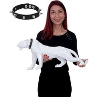 MCW Tierfigur Panther, Witterungsbeständig, Frostbeständig bis -10° C, Inkl. Halsband