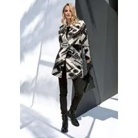MADELEINE Longblazer Eleganter Gehrock mit Print-Design Grafisches Muster, V-Ausschnitt und individuelle Knopfleiste