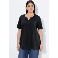 Ulla Popken T-Shirt T-Shirt A-Linie Tunika-Ausschnitt Halbarm