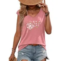 PYLIKE Print-Shirt Shirts Damen Elegant Löwenzahn Ausgefallene bequemes Tanktop Bequem für Freizeit und Büro,Strandurlaub