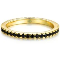 Lisandra Scott Fingerring Eternity Ring Silber 925 mit Schwarzen Zirkonia Steinen in Gold Schmal, Modischer Hingucker – Ein Highlight für jeden Anlass