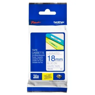 Brother Schriftbandkassette TZE-243 weiß/blau 18 mm
