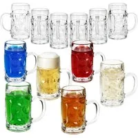 MamboCat Schnapsglas 12x Mini-Maßkrug Schnapsgläser 4cl geeicht Shot-Glas Stamper Henkel, Glas