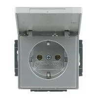 Steckdosen-Einsatz mit Klappdeckel, Schutzkontaktsteckdose Typ F, 16 Ampere, 250 Volt aluminium, Retail