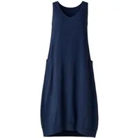 WENOR Sommerkleid Damen Musselin Strandkleid ärmellos 100 % Baumwolle mit Taschen Ballon-Saum, große Taschen, Einheitsgröße