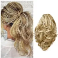 LuxusKollektion Kunsthaar-Extension Haar Extensions Zopf Clip 30 cm 110g Sandiges Blond&Bleiches Blond