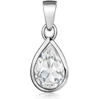 Materia Kettenanhänger Tropfen Weißtopas Edelstein Weiß KA-274, 925 Sterling Silber, rhodiniert