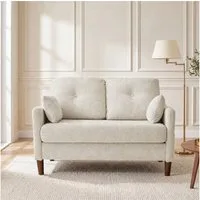 Vipbear 2-Sitzer Zweisitzer Sofa Chenille, 2-Sitzer Couch mit Kissen, 1 Teile, für Wohnzimmer, beige