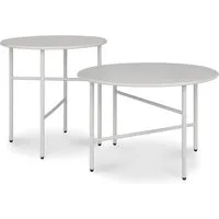 bomoe Beistelltisch 2er Set Beistelltisch Outdoor Ø 44x46cm + Ø 53x36cm, Hellgrau, Wohnzimmer Couchtisch Leicht In- & Outdoor Balkon Tisch Terrasse