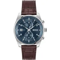 BOSS Chronograph SKYTRAVELLER 1514194, Quarzuhr, Armbanduhr, Herrenuhr, Lederarmband, analog, Tag