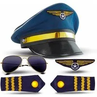 TK Gruppe Kostüm Pilot Set – Kostüm für Fasching Karneval mit Schulterklappen