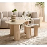 homsy by Ana Johnson Couchtisch Laysy (Set, 2-St), mit einer Keramikplatte und massiven Eschenholzbeinen