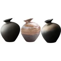 RAIKOU Dekovase Vase, Tonvase Clay, Blumenvase, Zimmerdekoration, Kugelform (set, 3 St), handgergertigt