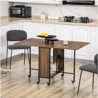 HOMCOM Klapptisch Esszimmertisch für 6 Personen, mit Ablage, für kleine Räume (Küchentisch, 1-St., Esstisch), für Wohnzimmer, Braun