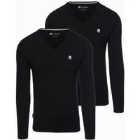 OMBRE Longsleeve 2er-Pack Herren Longsleeves mit V-Ausschnitt