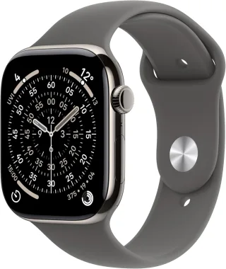 Apple Watch Series 11 [GPS + Cellular Sportarmband steingrau M/L] 46mm Titangehäuse natur