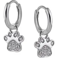 Firetti Paar Creolen Schmuck Geschenk Silber 925 Ohrschmuck Ohrringe Hunde Pfoten, mit Zirkonia (synth) - Einhänger abnehmbar