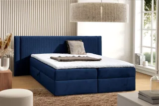 Boxspringbett Schlafzimmerbett CEDRIC 140x200cm Stoff Magic Velvet Dunkelblau