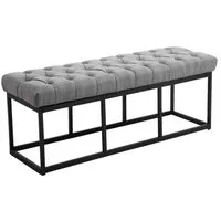 TPFLiving Sitzbank Amor B (Elegante Sitzbank mit stylisch gestepptem Sitzbezug, Stabiles Vierfußgestell aus Metall), Maße (TxBxH): 38 x 120 x 46cm - Farbe: grau
