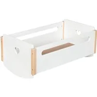 goki Puppenbett Puppenwiege Herz, weiß & natur, Holz-Puppenbett mit Schaukelkufen