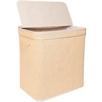 relaxdays Wäschekorb Bambus Wäschekorb mit Deckel, natur, 130 L