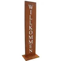 Rostikal Dekoobjekt Willkommen Deko Schild schwarz oder in Edelrost für Garten und Haus, Handmade