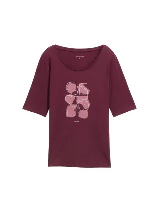 Tom Tailor - T-Shirt mit Print bordeaux red - Gr. - S