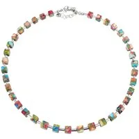 traumschmuck Collier 213l Collier Halskette JASPIS Würfel multicolor mehrfarbig bunt (Geschenk, Muttertag, Weihnachten, Geburtstag, Valentinstag, incl. Schmuckbox), handgefertigt, Made in Germany