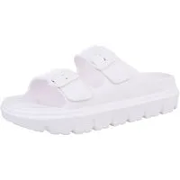 Ital-Design Damen Mules Strand Plateausandaletten (86192886) Flach Pantoletten in Weiß